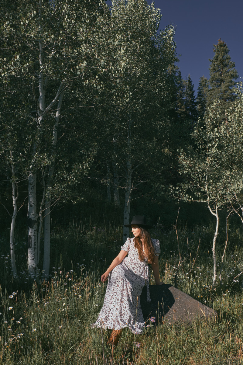 She's So Bright - Well Before the Fairytale Ending. Self Portrait, In the woods, moody, short story, beautiful, mysterious, alpine trees, Colorado, telluride, hat, style, romantic, love story.